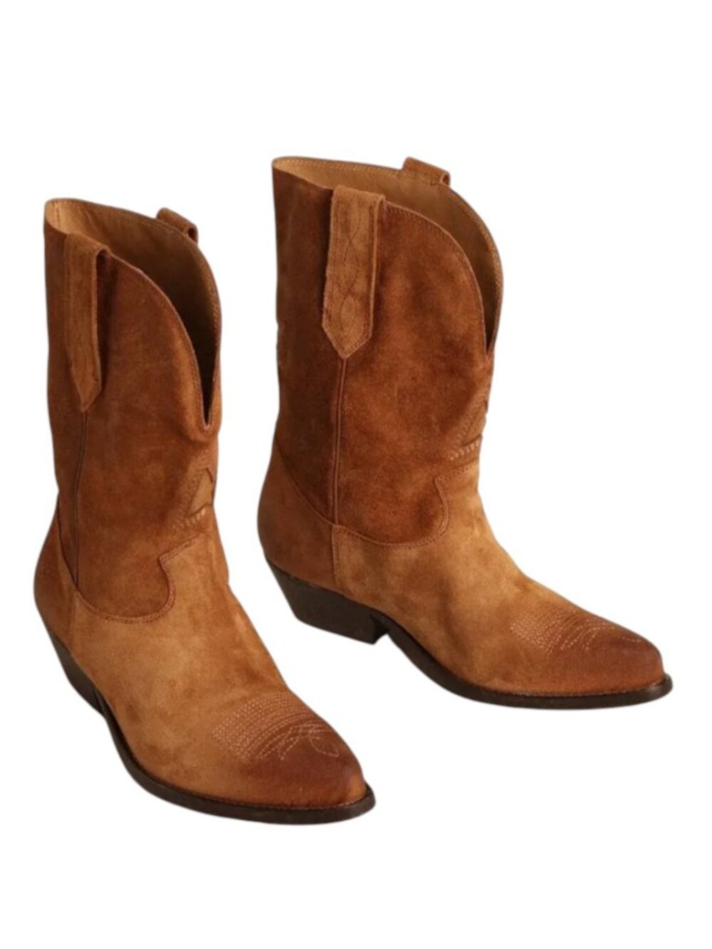 NEW GOLDEN GOOSE Low Wish Star Boots Cognac Suede